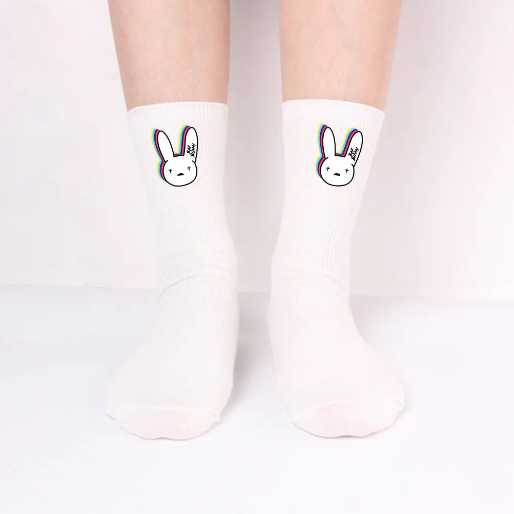 Black and White Long Cotton Knitted Socks for All