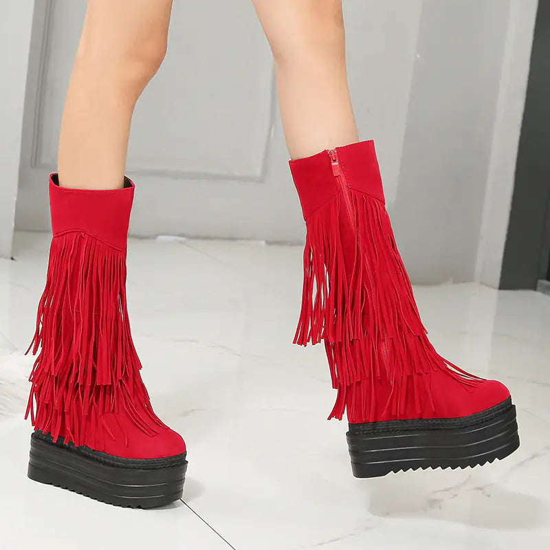 Fringed Super High Heel Boots for Women