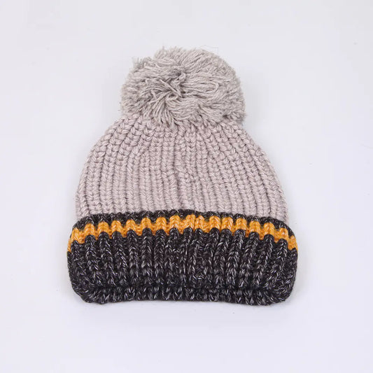 Korean Style Cute Knitted Hat with Fur Ball Design