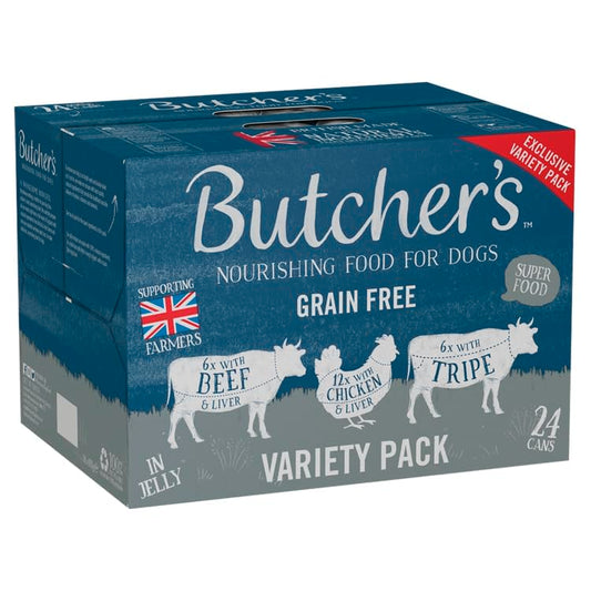 Butcher's Recipes in Jelly Dog Food Tins Variety Pack 24x400g