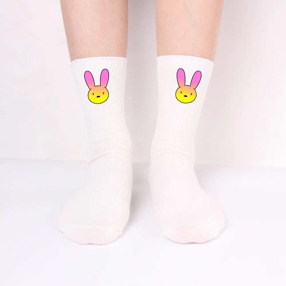 Black and White Long Cotton Knitted Socks for All