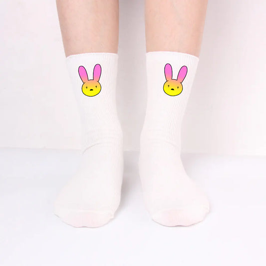 Black and White Long Cotton Knitted Socks for All