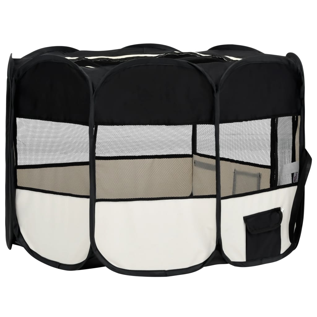 NNEVL Foldable Dog Playpen with Carrying Bag Black 125x125x61 cm