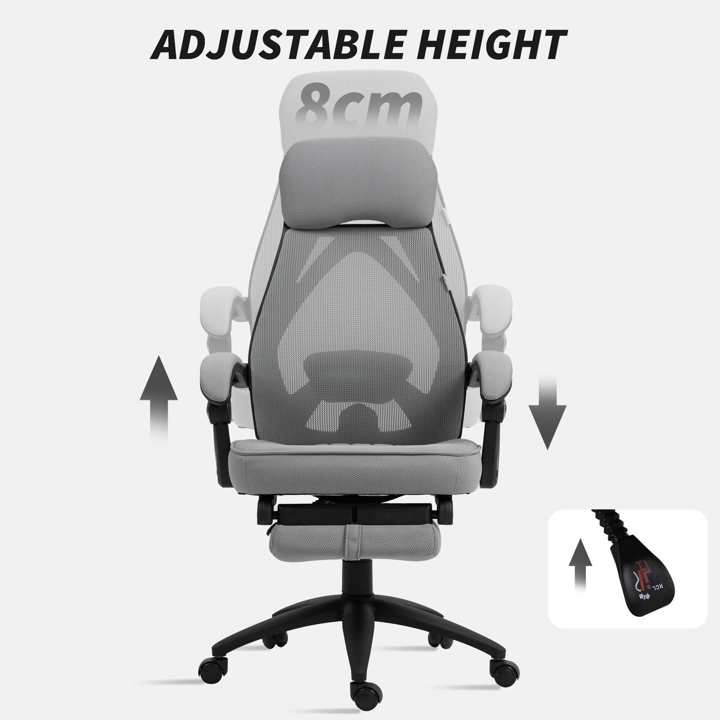 Office Chair with Footrest, High Back Swivel Desk Chair with Adjustable Height and Headrest for Home Office, Dark Grey
