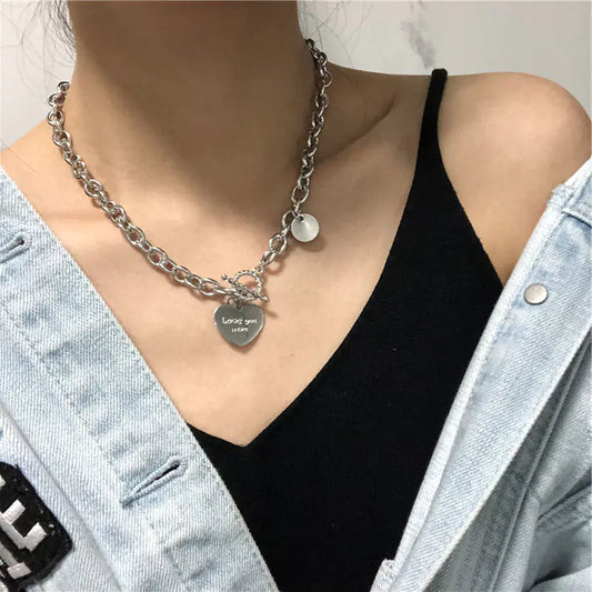 Titanium Steel Short Heart Necklace with Initials