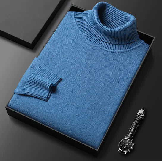 Slim-Fit Solid Color Turtleneck Pullover Sweater