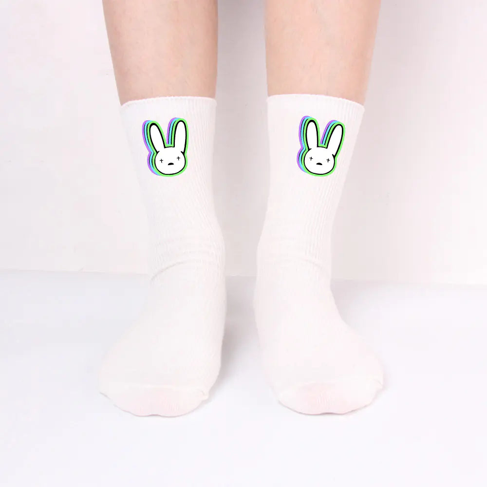 Black and White Long Cotton Knitted Socks for All