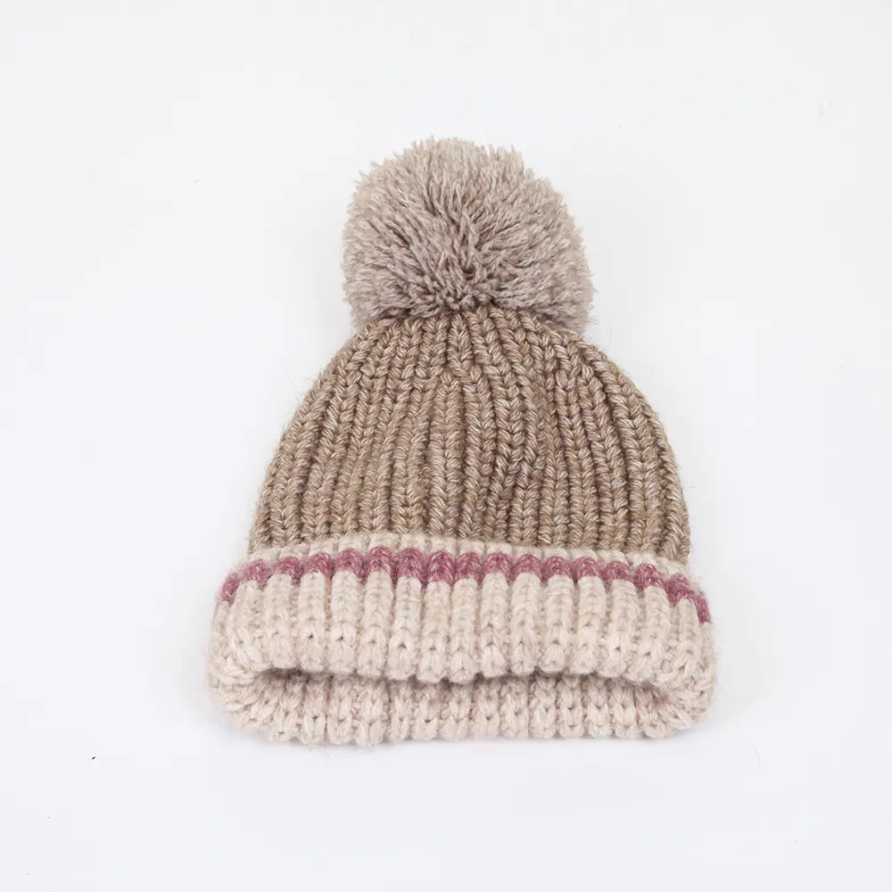Korean Style Cute Knitted Hat with Fur Ball Design