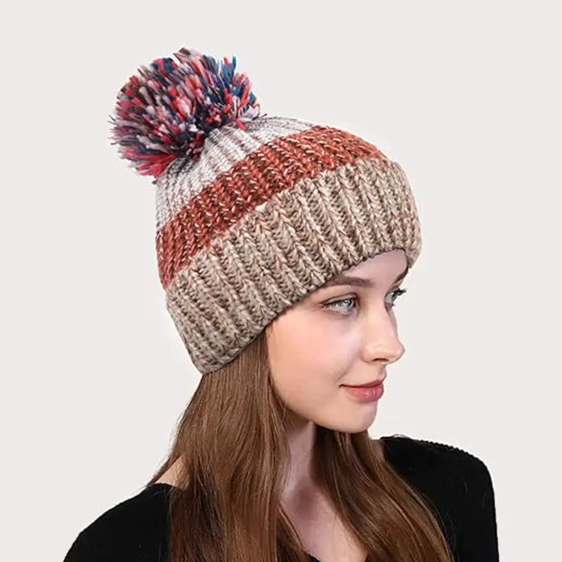 Korean Style Cute Knitted Hat with Fur Ball Design