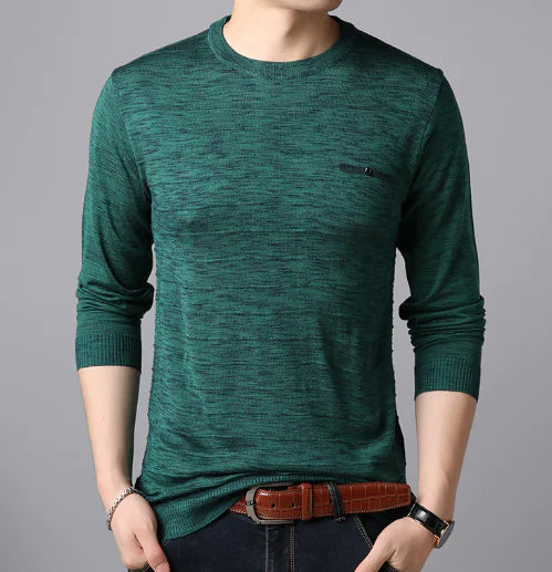 Men's Casual Round Neck Long Sleeve Knitted T-shirt