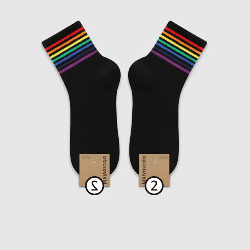 Striped Cotton Socks in Simple College Style
