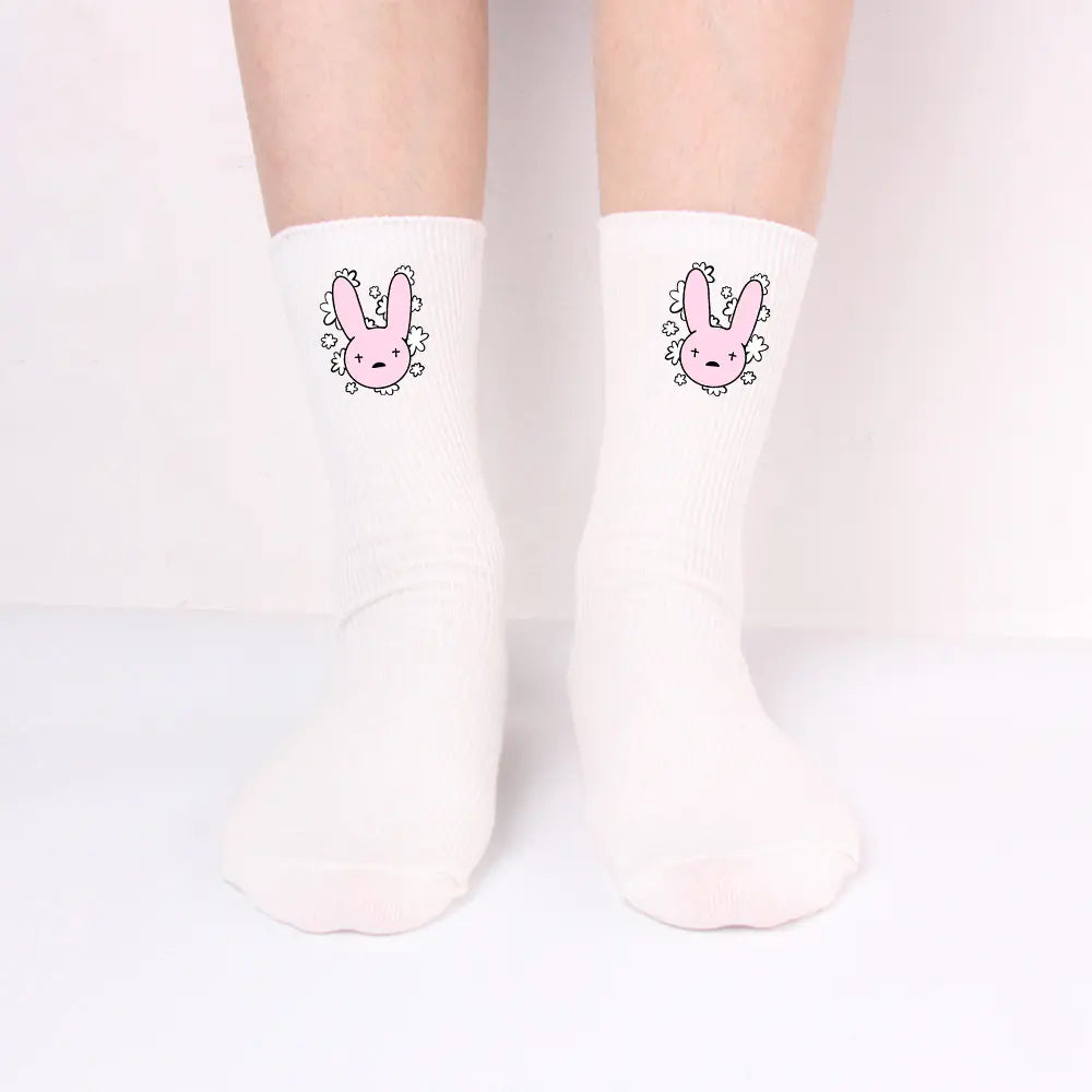 Black and White Long Cotton Knitted Socks for All