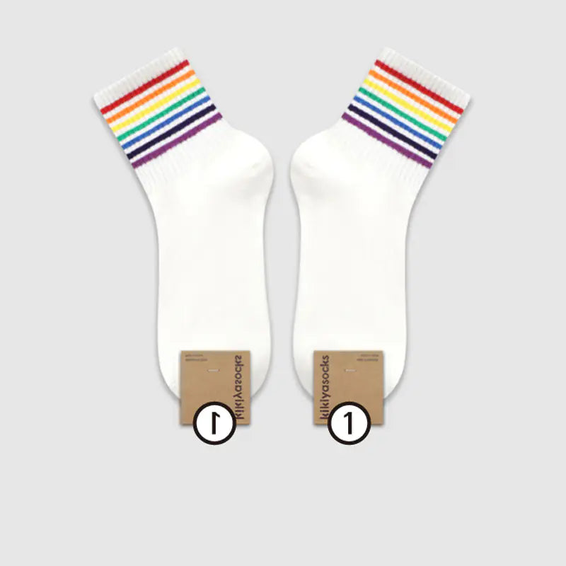 Striped Cotton Socks in Simple College Style