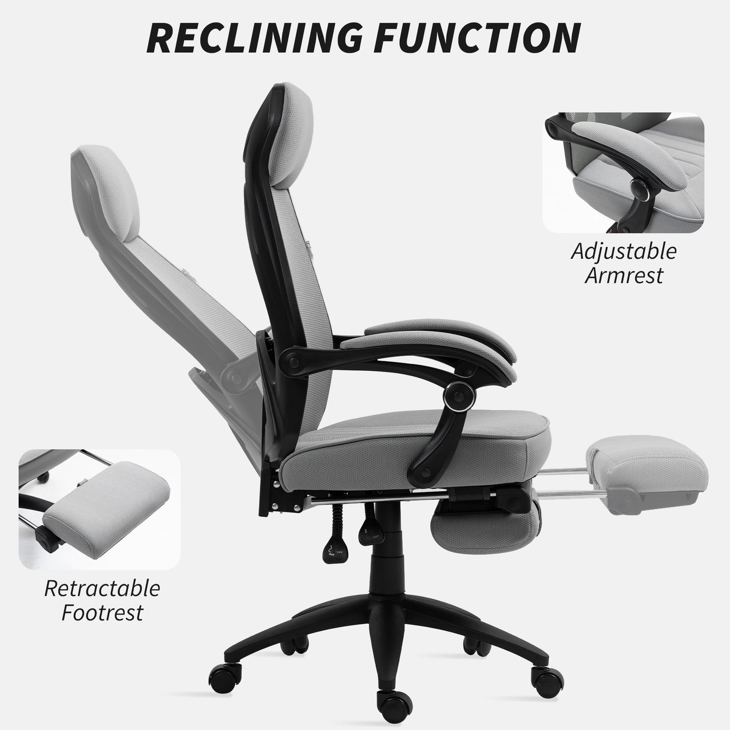 Office Chair with Footrest, High Back Swivel Desk Chair with Adjustable Height and Headrest for Home Office, Dark Grey