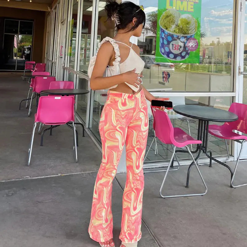 Women's Casual Printed Flare Pants