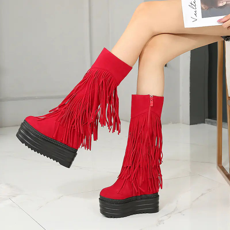 Fringed Super High Heel Boots for Women