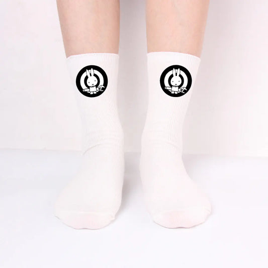Black and White Long Cotton Knitted Socks for All