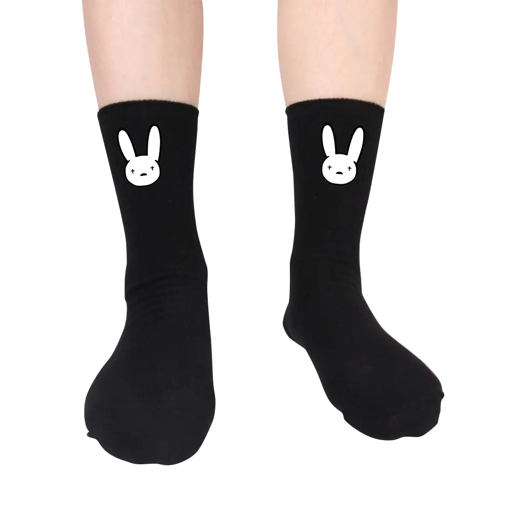 Black and White Long Cotton Knitted Socks for All