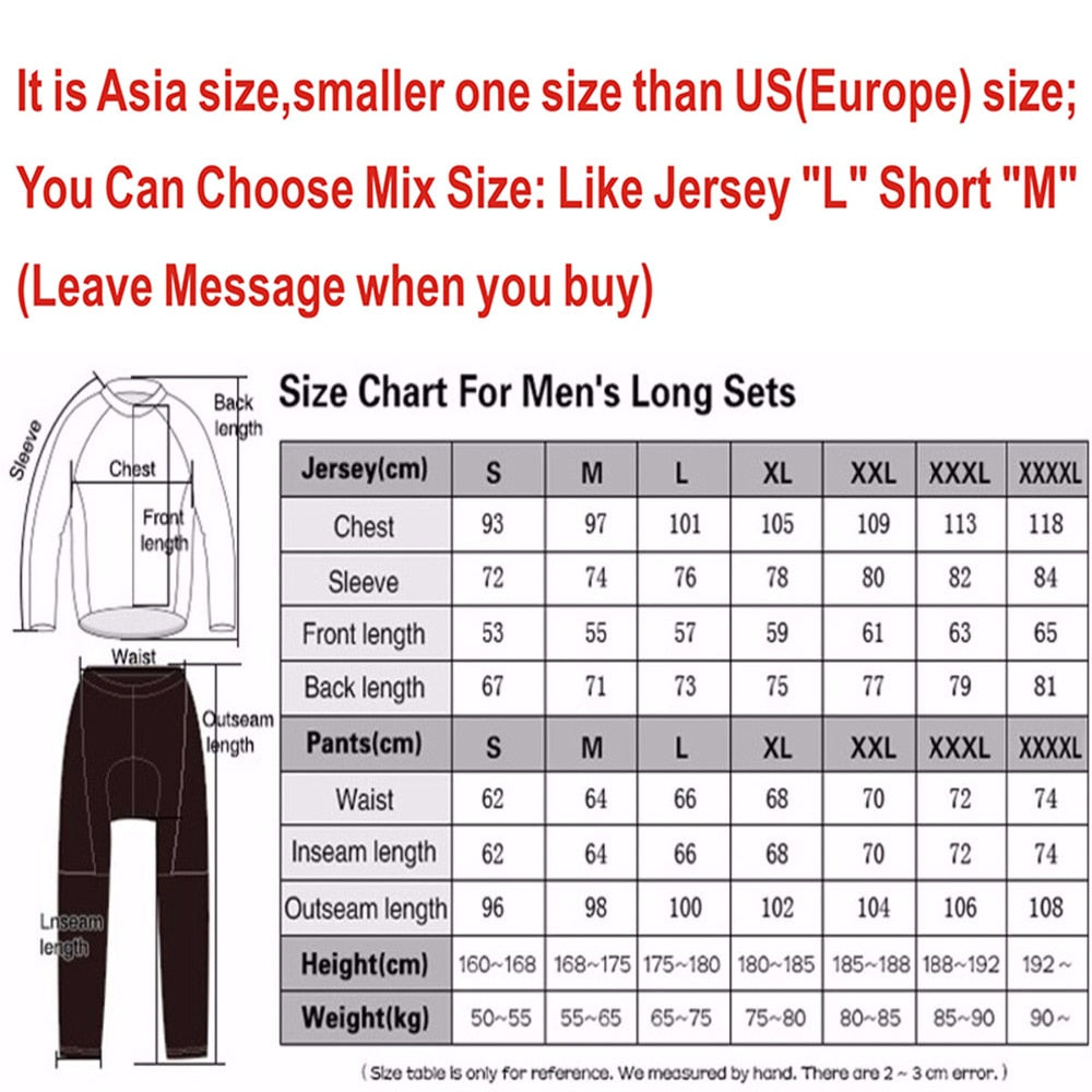 COLOMBIA Cycling Jersey 9D Bib Set MTB Uniform Bike Clothing Quick Dry Bicycle Clothes Mens Long Cycling Wear
